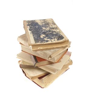 Ancient vintage books isolated on white background