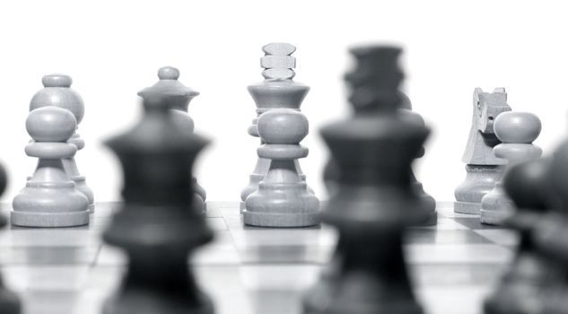 Chess composition isolated on white background