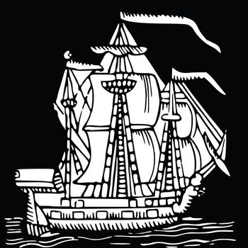 Sailing ship icon- cartoon illustration