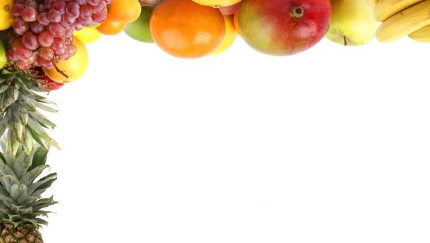 Set of different bright tasty fruits isolated on white                 