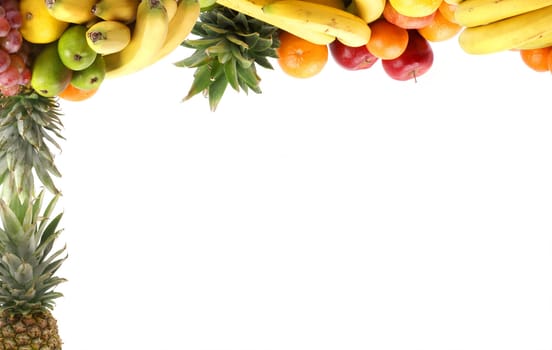 Set of different bright tasty fruits isolated on white                 