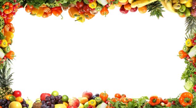 Different fresh tasty vegetables isolated fractal