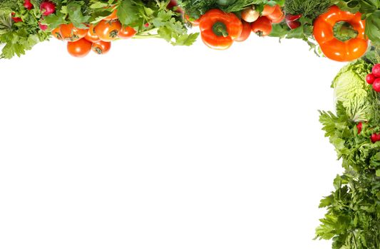 Different fresh tasty vegetables isolated fractal