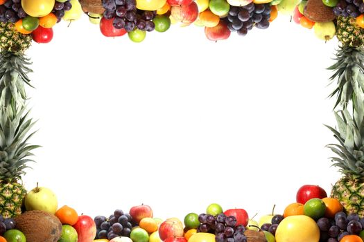 Set of different bright tasty fruits isolated on white                 