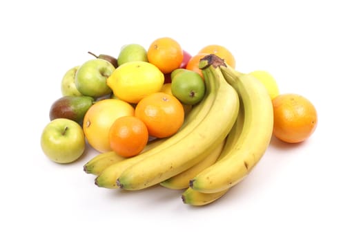 Set of different bright tasty fruits isolated on white                 