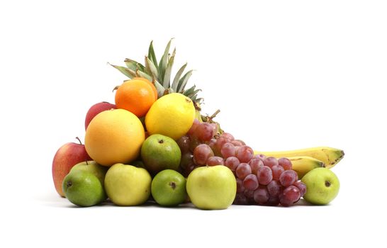 3 sets of bright tasty fruits isolated on white    