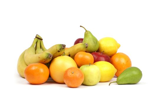 3 sets of bright tasty fruits isolated on white    
