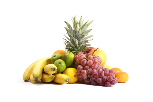 Set of different bright tasty fruits isolated on white                 