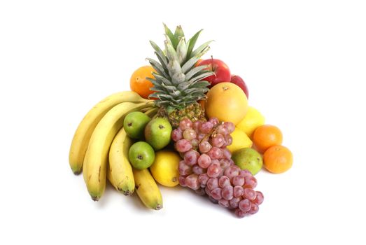 3 sets of bright tasty fruits isolated on white    