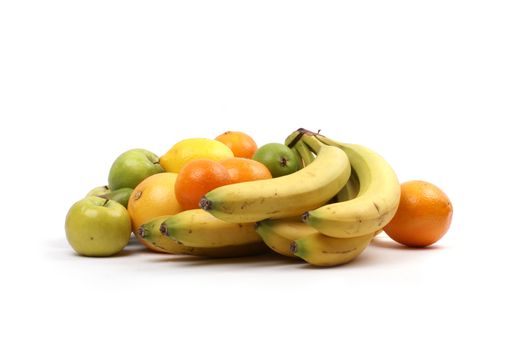 3 sets of bright tasty fruits isolated on white    