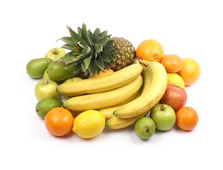 Set of different bright tasty fruits isolated on white                 