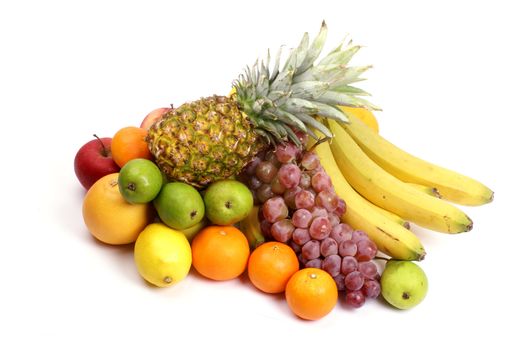 Set of different bright tasty fruits isolated on white                 