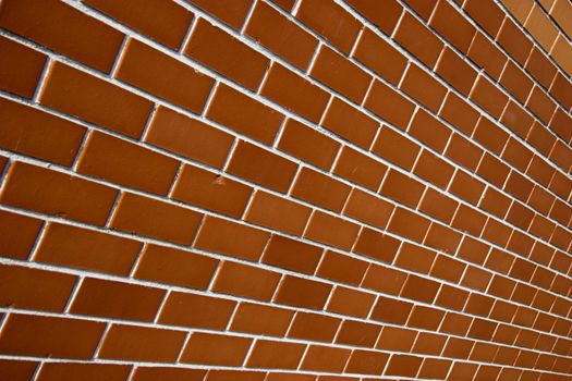 Brick wall texture in a angle view 