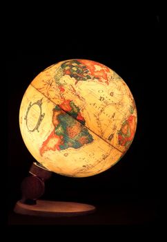 Earth Globe iluminated in the dark