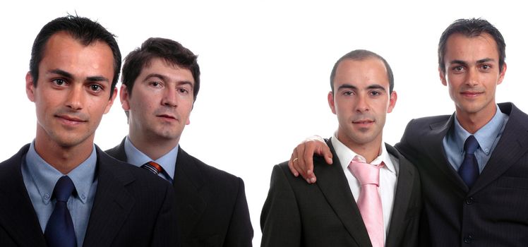 two young business men portrait on white