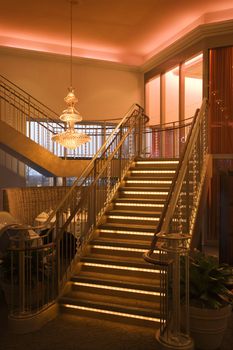 Staircase in fancy building.