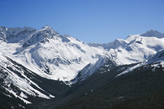 Scenic mountain landscape with snow.