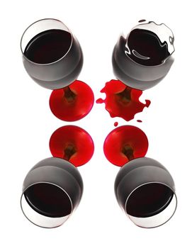 Deformed cup�s of wine isolated in a white background