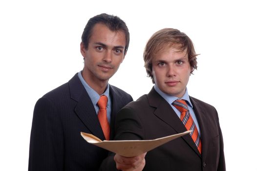 two businessman holding letter
