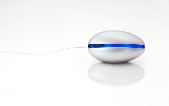 Blue Optical mouse with reflection