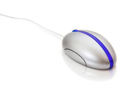 Blue Optical mouse isolated on a white background