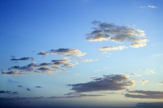 Blue sky and clouds at dusk over Maui, Hawaii, USA.