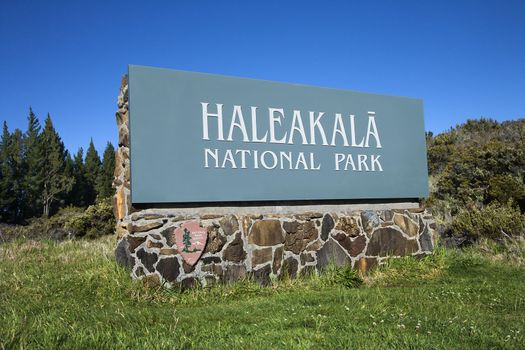 Haleakala National Park sign.