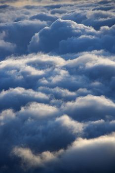 Aerial of clouds in Haleakala National Park, Maui, Hawaii.