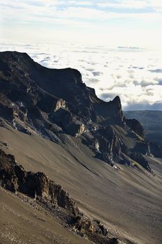 Aerial of landscape in Haleakala National Park, Maui, Hawaii.