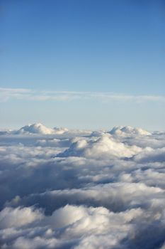 Aerial shot of clouds in Haleakala National Park, Maui, Hawaii.