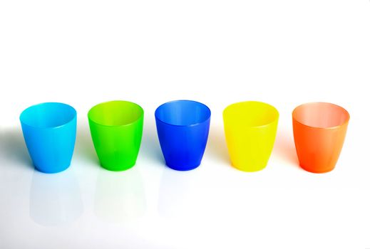 Plastic cups with many colors
