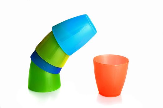 Plastic cups with many colors