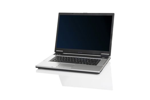 Picture of a laptop on a white background with reflection


