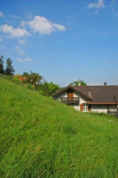 Traditional Swiss rural house in porrentruy