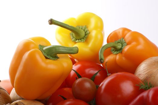 Different fresh tasty vegetables isolated on white background             