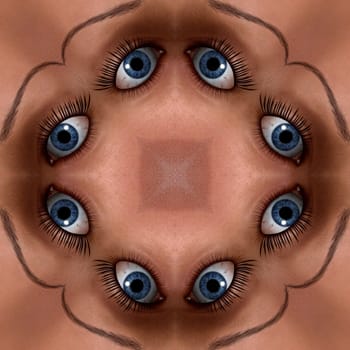 A seamless tile pattern background made out of eyes.