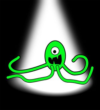 An illustration of a cartoon egg like space alien.