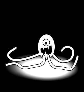An illustration of a cartoon egg like space alien.