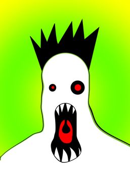 A Halloween image of a scary monster that is screaming.