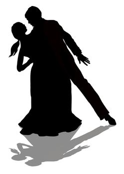 Illustration of a silhouette man and woman dancing