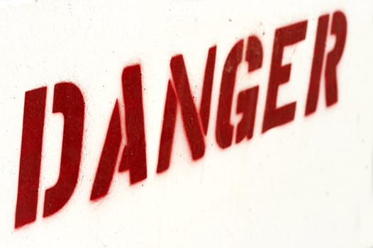 a close up picture of danger sign