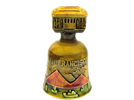 Golden Gate San Fransisco ceramic bell isolated on white