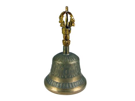 Old traditional metal bell Tibet isolated on white