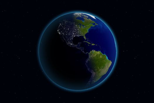 Beautiful Planet Earth. Viewing America day and night.