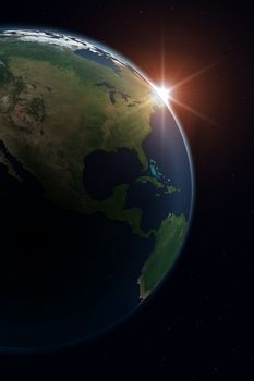 Beautiful Planet Earth. Sun rising over North America.