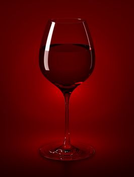 High Resolution rendered wine glass filled with red wine