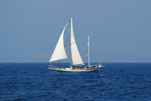 Sailboat seen from shore