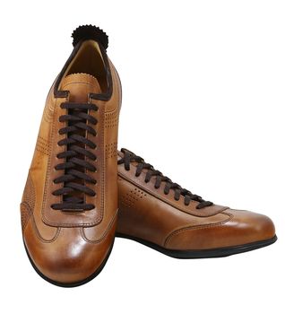 Brown leather fashion shoes. Clipping path included.