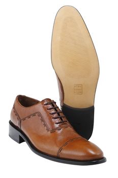 Brown leather executive shoes. Clipping path included.