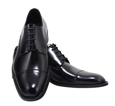 Black leather executive shoes. Clipping path included.